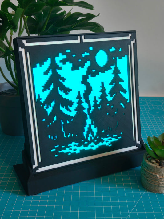 Pixel: Lagerfeuer im Wald