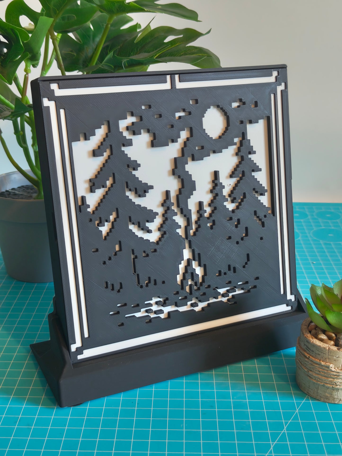 Pixel: Lagerfeuer im Wald